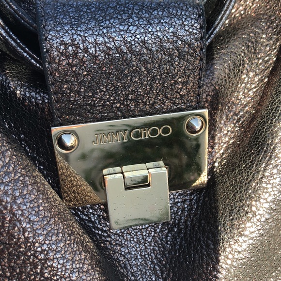 JIMMY CHOO RACHEL GLITTERING LEATHER SHOULDER BAG - Picture 6 of 16